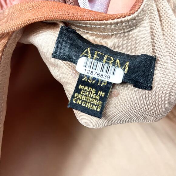 AFRM Maya Mesh Mini Dress Purple Motif Ruched Backless Long Sleeve Bodycon Sz XS - Picture 16 of 16